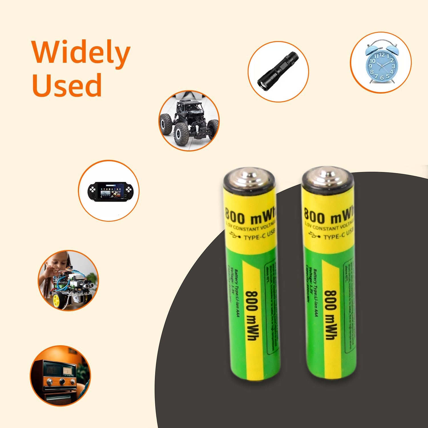 AAA Rechargeable 800 mWh Batteries With Recharging Cable (2 Pc Set) AAA Rechargeable 800 mWh Batteries With Recharging Cable (2 Pc Set)